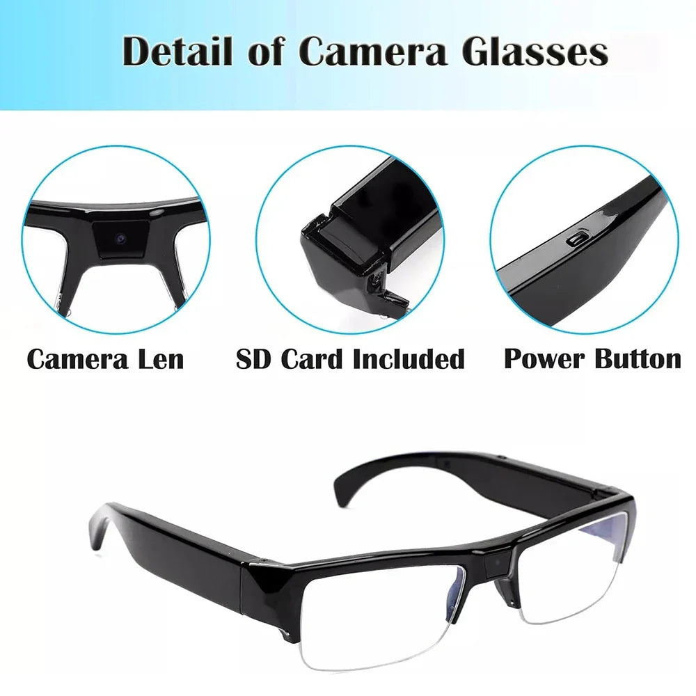 Spy Glasses---1080P HD Mini Camera Glasses Wearable DVR Video Recorder Black